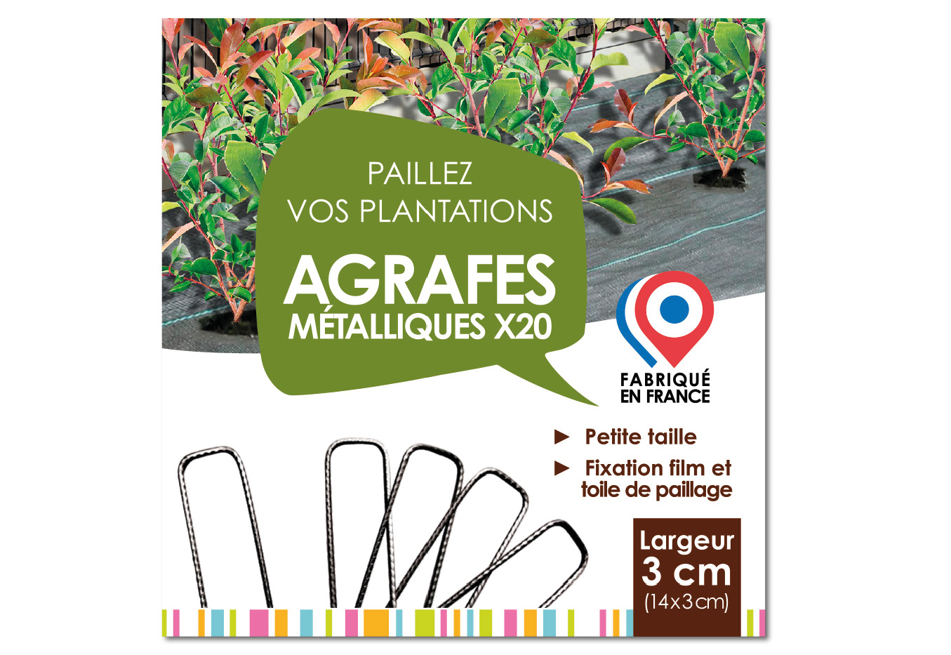 Agrafes métalliques (lot de 20) 14 x 3 cm